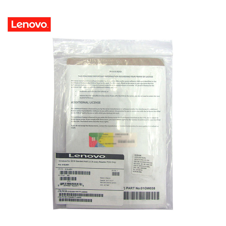 Licencia Lenovo Microsoft Windows Server 2016 Standard, OEM, 4 nucleos adicionales.