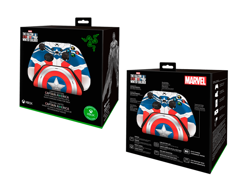 GAMEPAD RAZER INALÁMBRICO PC/XB + SOPORTE DE CARGA RÁPIDA CAPITÁN AMÉRICA ED. (ELMVXBWCR-0UCPO)