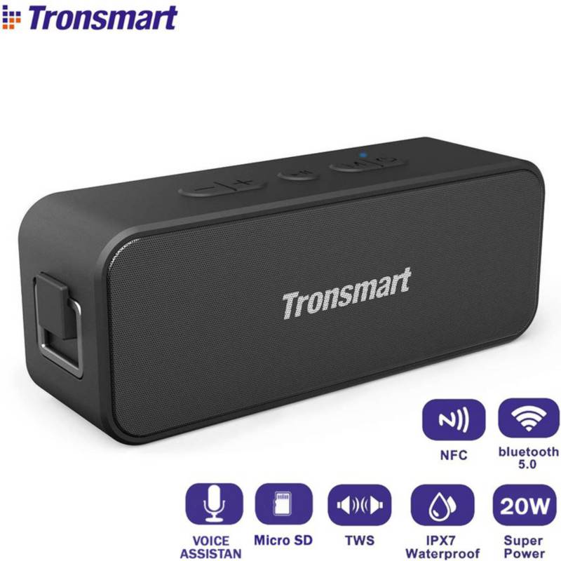 Parlante Original Tronsmart Element T2 Plus Bluetooth IPX7 Fiesta 24 Horas - Negro
