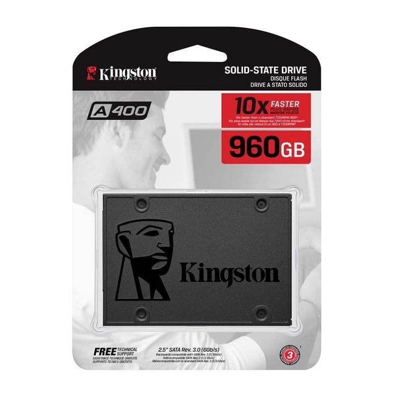 Unidad de Estado Solido Kingston A400, 960GB, SATA 6.0 Gb/s, 2.5", 7mm.