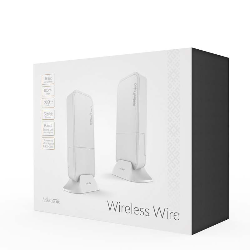 MIKROTIK RBwAPG-60adkit - (WIRELESS WIRE) KIT ENLACE EN 60 GHZ PTP, ALCANCE HASTA 100 MTS, "HASTA 1GBPS".