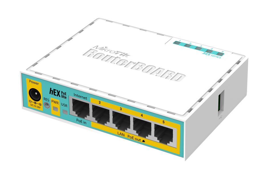MIKROTIK RB750UPr2 - (HEX POE LITE) ROUTERBOARD, 5 PUERTOS FAST ETHERNET, 4 CON POE PASIVO, 1 PUERTO USB
