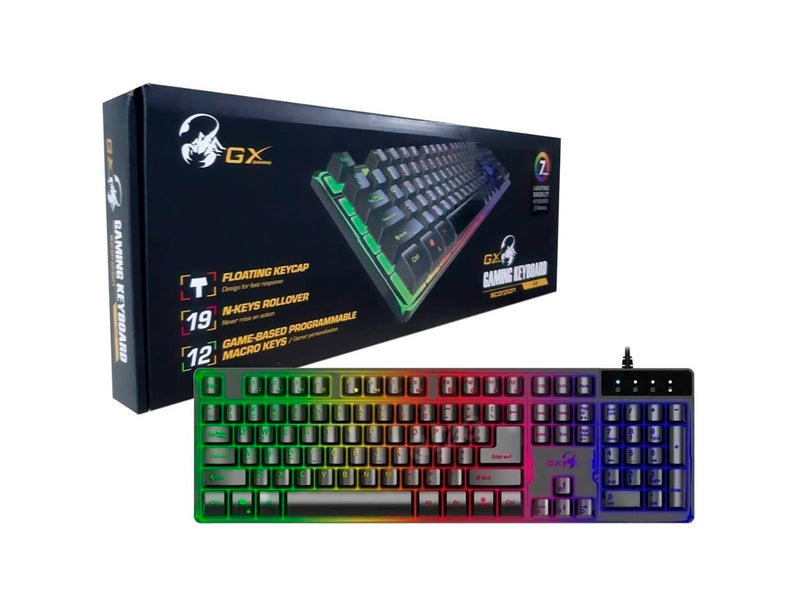 TECLADO GENIUS GX SCORPION K8 GAMING RGB LED USB NEGRO (31310001401)