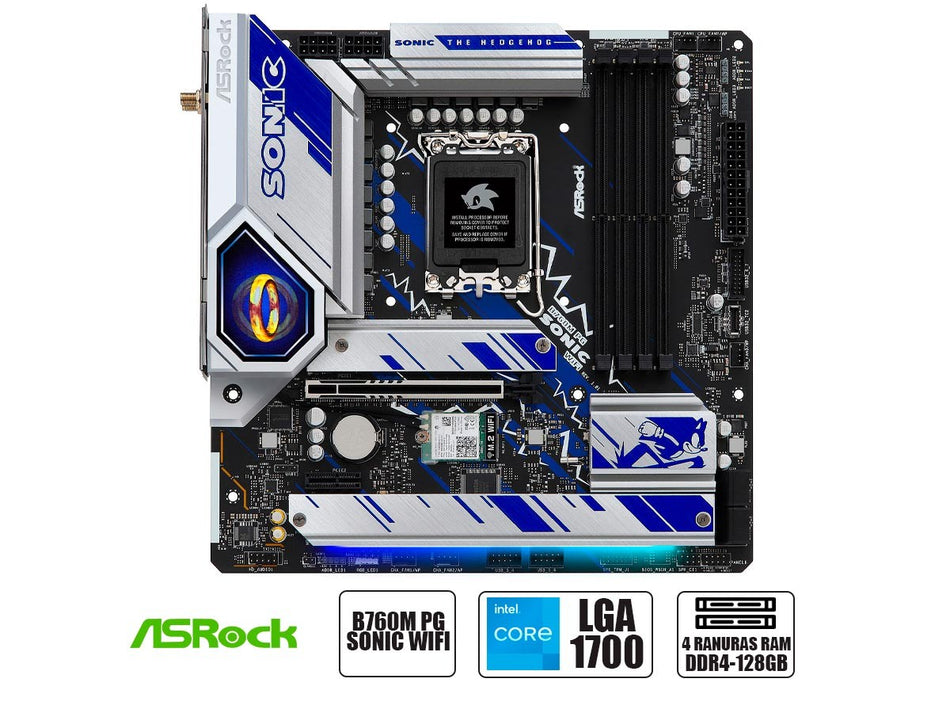 PLACA MADRE ASROCK B760M PG SONIC WIFI - PARA PROCESADORES INTEL LGA 1700, MEMORIA DDR5 (90-MXBKM0-A0UAYZ)