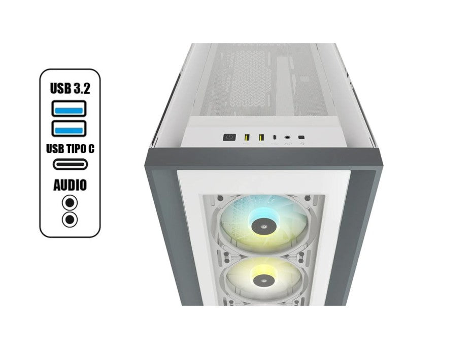 CASE CORSAIR ICUE 5000X RGB S/ FUENTE BLANCO 1 PANEL VIDRIO - CC-9011213-WW