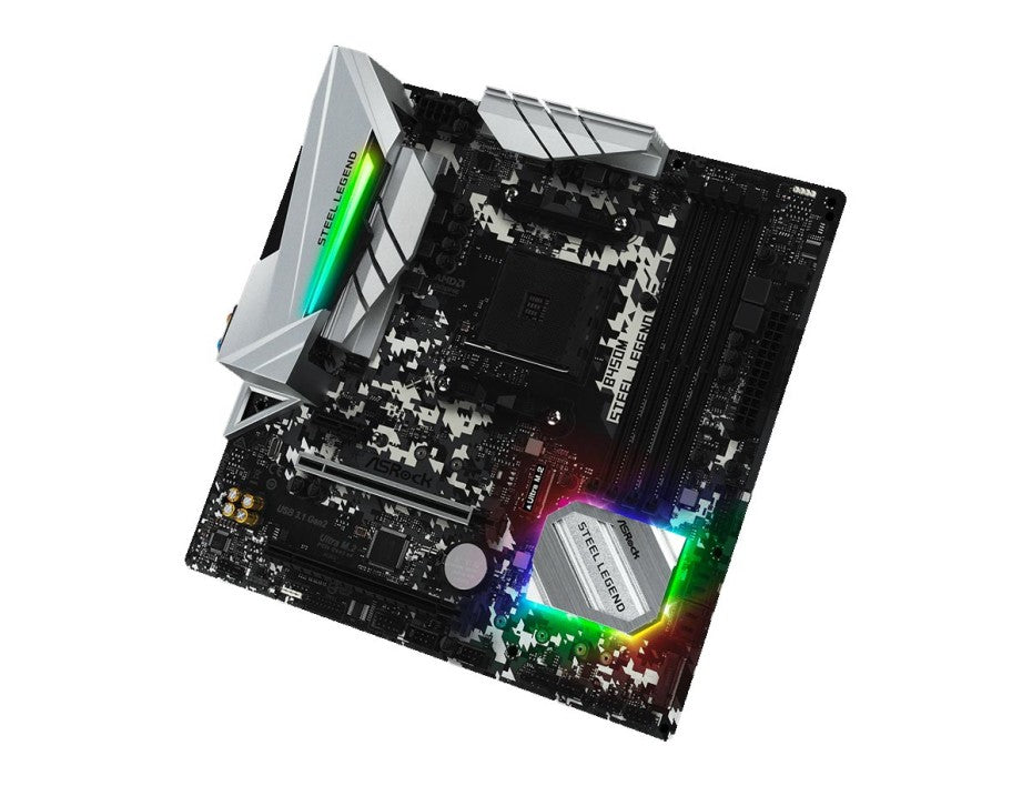 PLACA MADRE AMD AM4 ASROCK B450M STEEL LEGEND | DDR4 | BUSS 3200MHZ | RGB | (90-MXB9Y0-A0UAYZ)