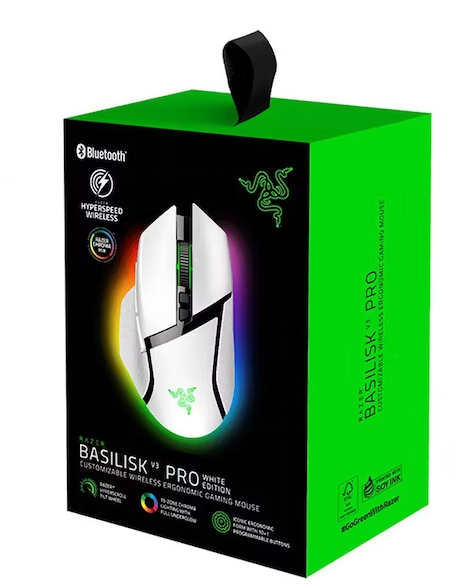 RATÓN RAZER BASILISK V3 PRO INALÁMBRICO 30K DPI FOCUS+ HYPERSCROLL CHROMA WHITE (RZ01-04620200-R3U1)