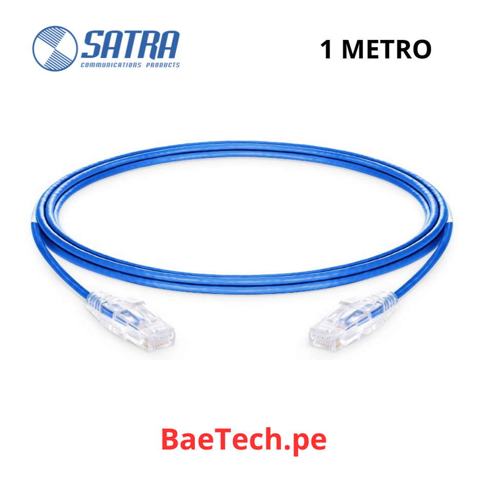 Patch cord Cat 6 SLIM x 1m SATRA 102060104 Cable de red armado 28awg color azul
