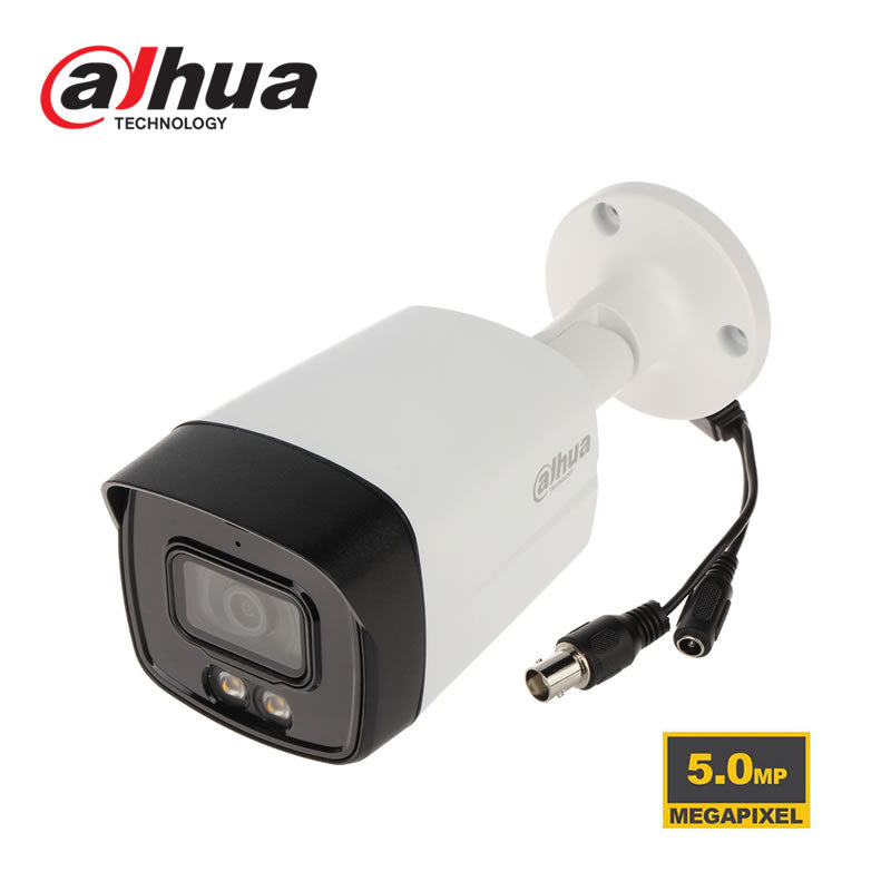 Camara de vigilancia 5MP DAHUA HAC-HFW1509TLM-A-LED tubo HDCVI FULL HD 2K microfono incorporado FULL COLOR LED 40mts