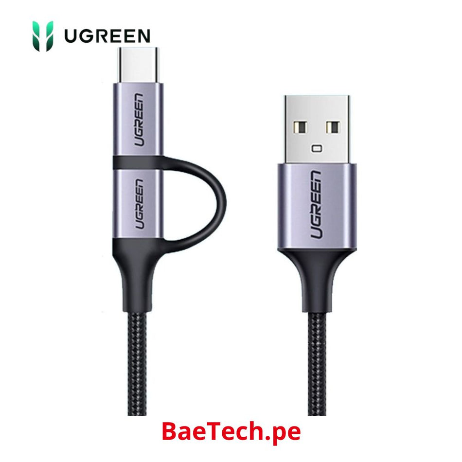 UGREEN US177 30875 Cable USB 2.0 a micro USB + USB-C macho 3A