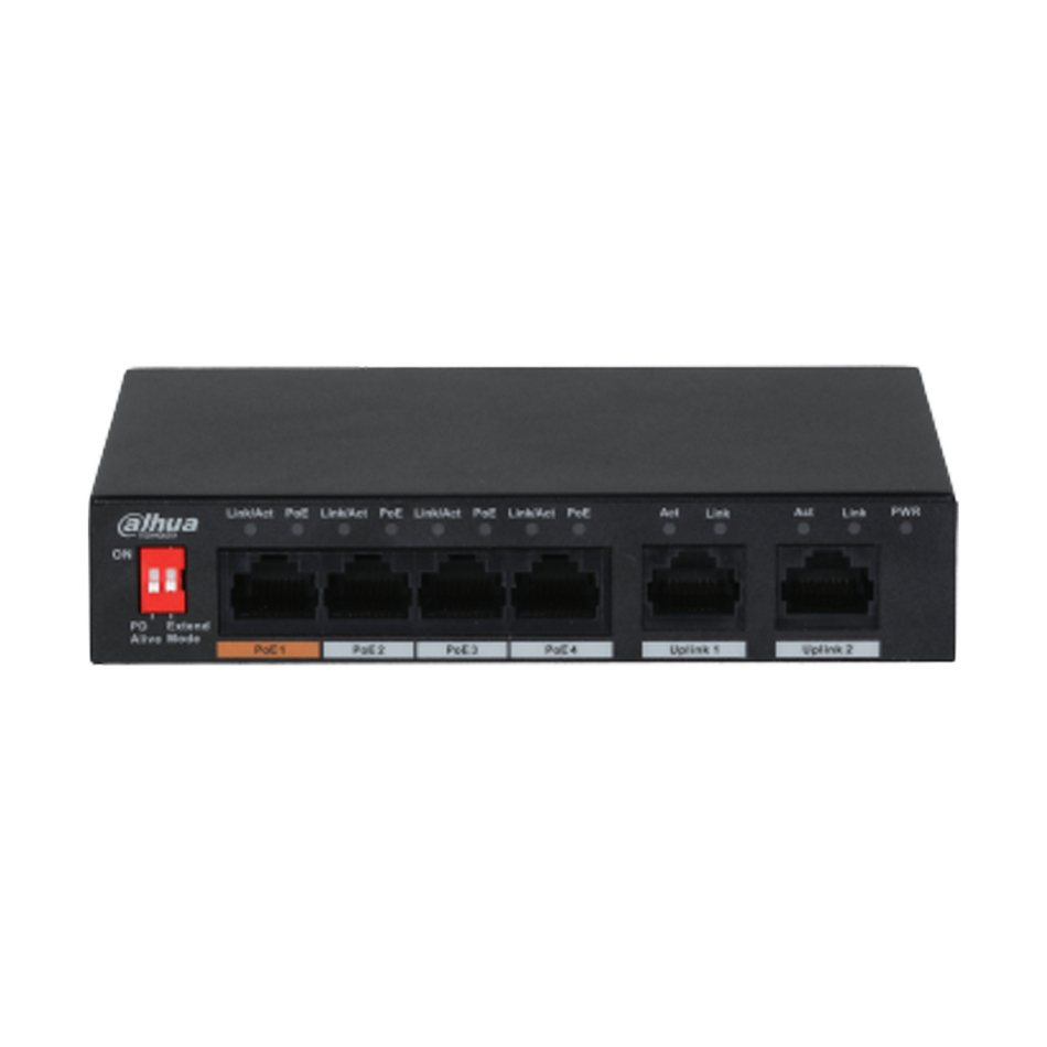 DAHUA PFS3006-4ET-60 - SWITCH POE /4PT POE/802.3af/at/10/100/60W