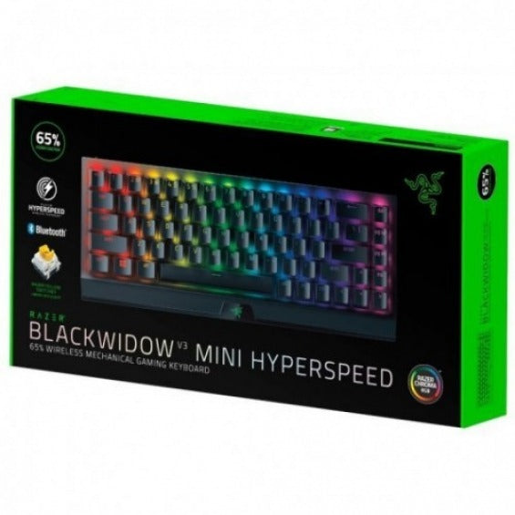 TECLADO RAZER BLACKWIDOW V3 MINI MECHANICAL WIRELESS HYPERSPEED YELLOW SWITCH SP CHROMA BLACK (RZ03-03890900-R311)
