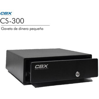 CBX CS300-3B4C - MINI GAVETA DE DINERO DE METAL, 3 BILLETES, 4 MONEDAS RJ-11 y LLAVE. 300 x 360 x 80mm