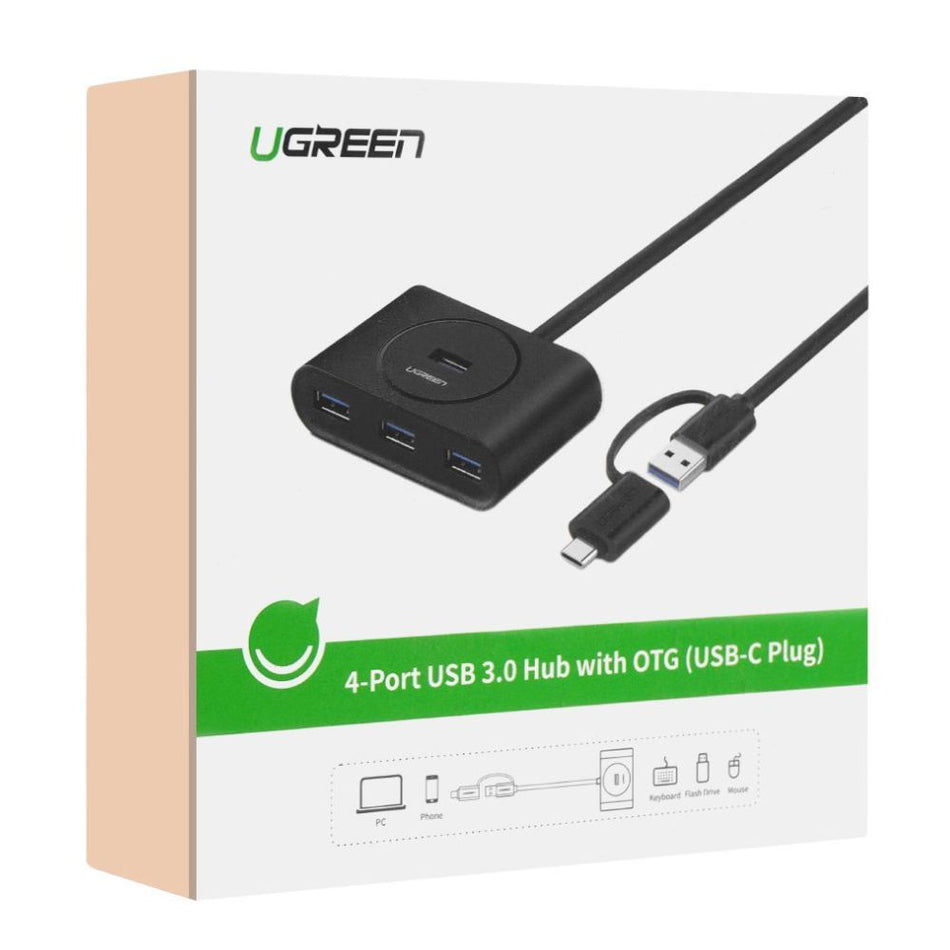 UGREEN CR113 40850 Adaptador Hub de USB-A 3.0 + adaptador USB-C a USB-A de 4 puertos
