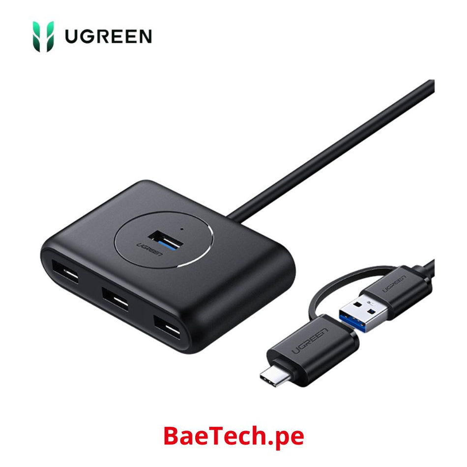 UGREEN CR113 40850 Adaptador Hub de USB-A 3.0 + adaptador USB-C a USB-A de 4 puertos