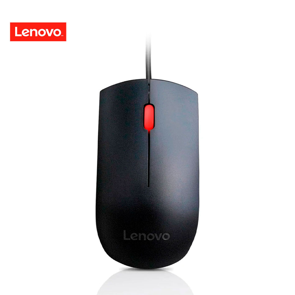 Mouse Lenovo Essential, Sensor Optico (1600dpi), USB, Ergonomico, Ambidiestro, Color Negro