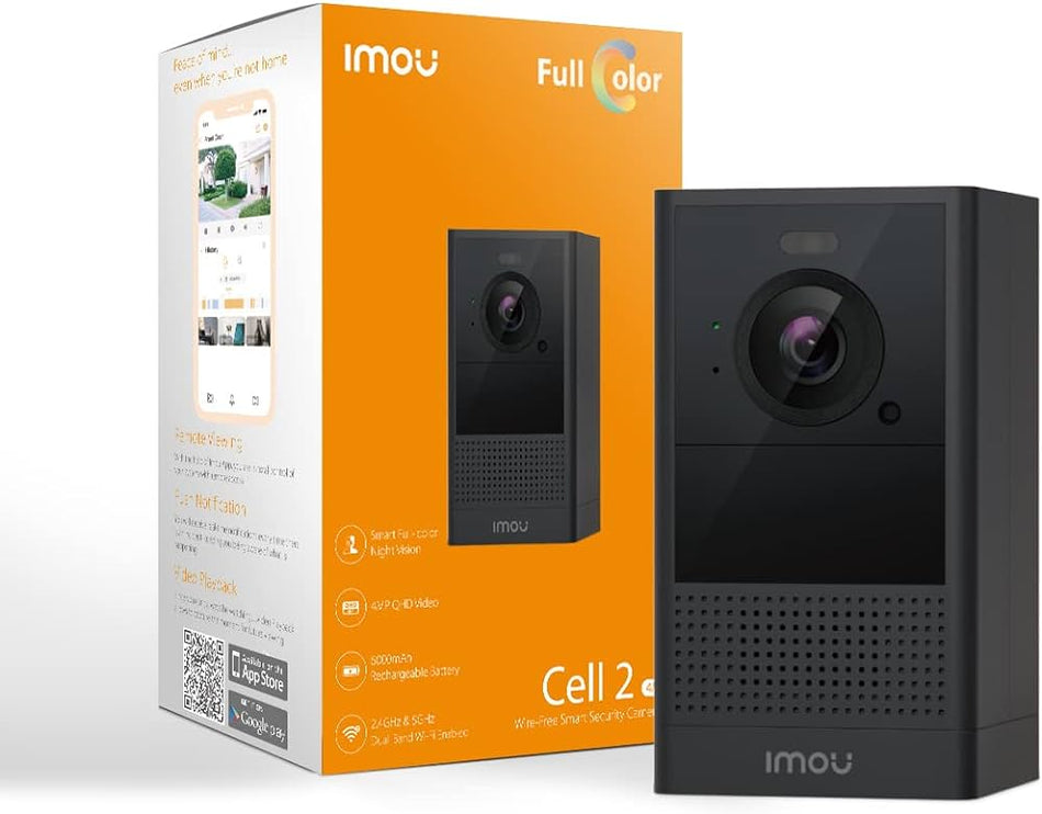 Camara de vigilancia wifi inalambrica CELL 2 IMOU IPC-B46L Full hd 4MP bateria recargable IP65 full color microfono y parlante incorporado sensor pir deteccion de humanos
