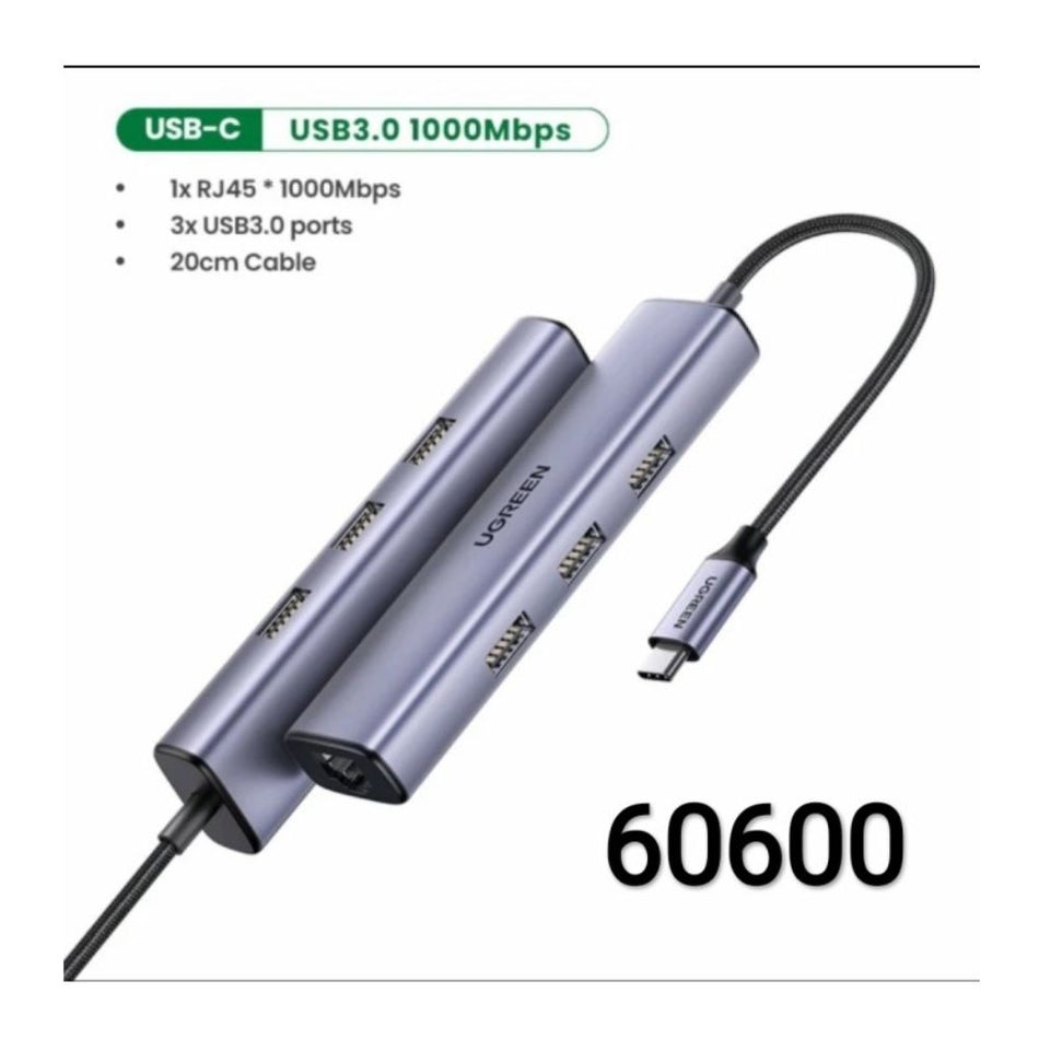 UGREEN CM475 60600 Adaptador Hub de USB-C a RJ45/USB-A