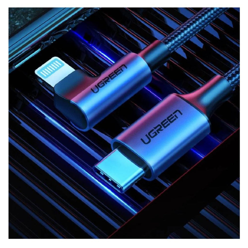 UGREEN US305 60763 Cable MFI en ángulo recto con conector USB tipo C lateral x 1mt