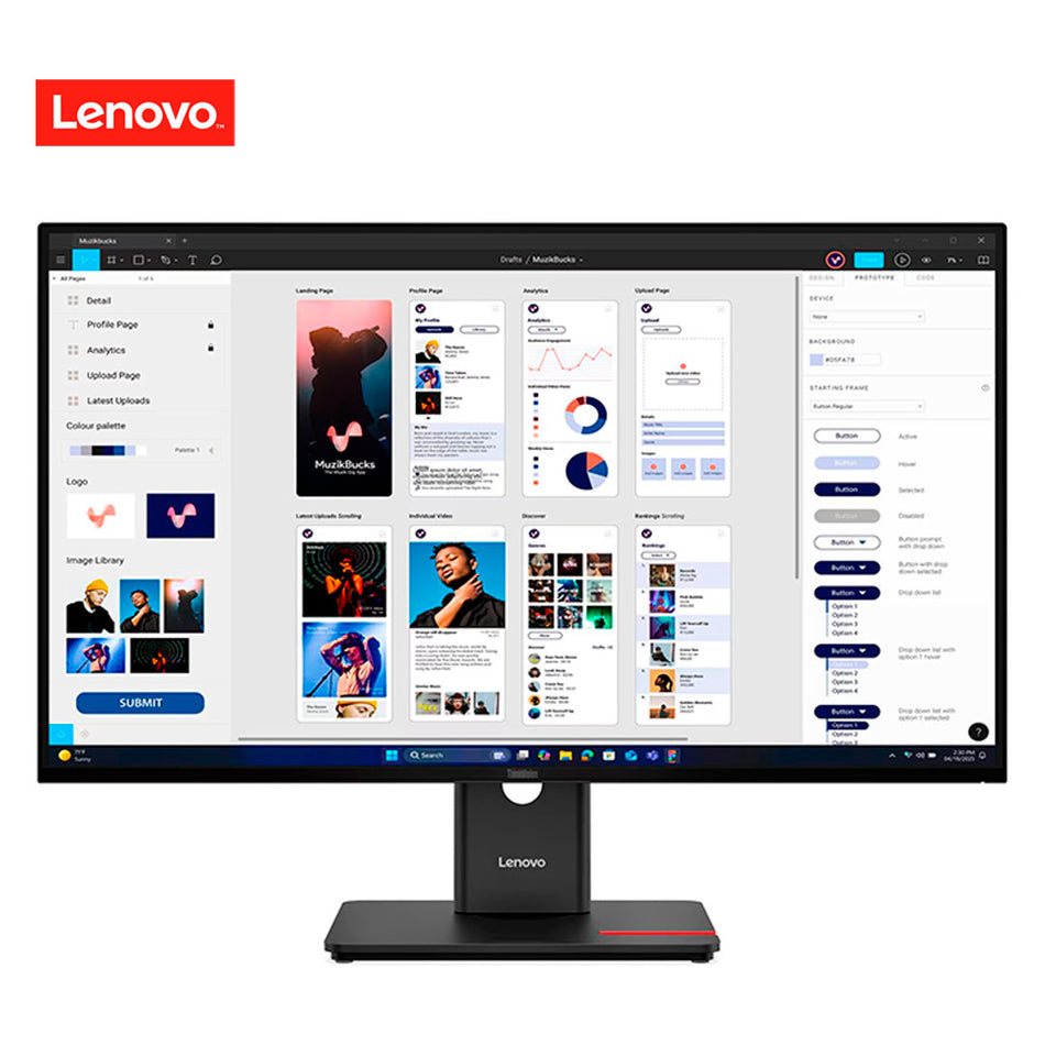 Monitor Plano Lenovo ThinkVision T32UD-40, 31" WLED UHD/IPS/HDMI/DP/USB-C/USB-A/RJ45