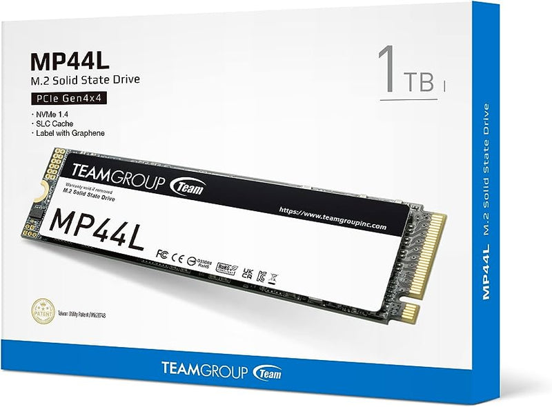 Unidad de estado solido TEAMGROUP MP44L 1TB, M.2, PCI-E 4.0 x4 con NVMe 1.4