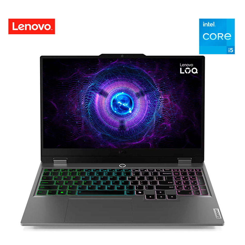 Laptop Gaming Lenovo LOQ 15IAX9, 15.6" FHD IPS, Core i5-12450HX hasta 4.4GHz, 16GB DDR5