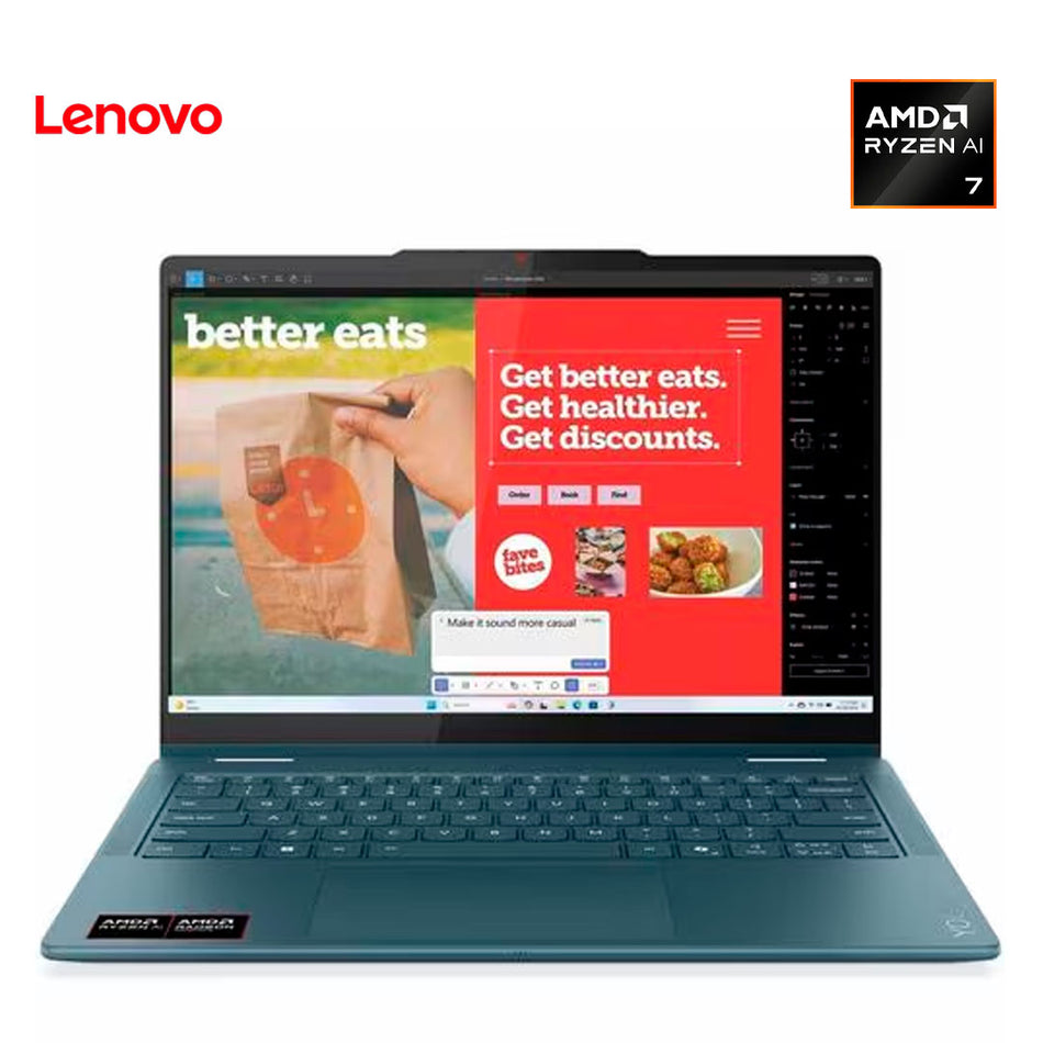 Computadora portátil 2 en 1 Convertible Lenovo Yoga 7 14AKP10 83JR006YLM 35.6cm (14") Pantalla Táctil Copilot+ PC 2.8K 120Hz AMD Ryzen AI 7 350 32GB 1TB SSD
