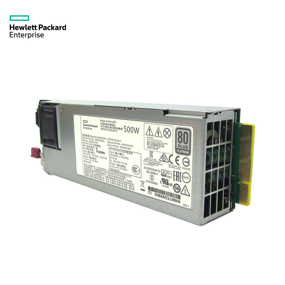 Fuente de alimentación HPE 865408-B21, 500W, 100V - 240VAC, 80 Plus Platinum, Hot-Plug.