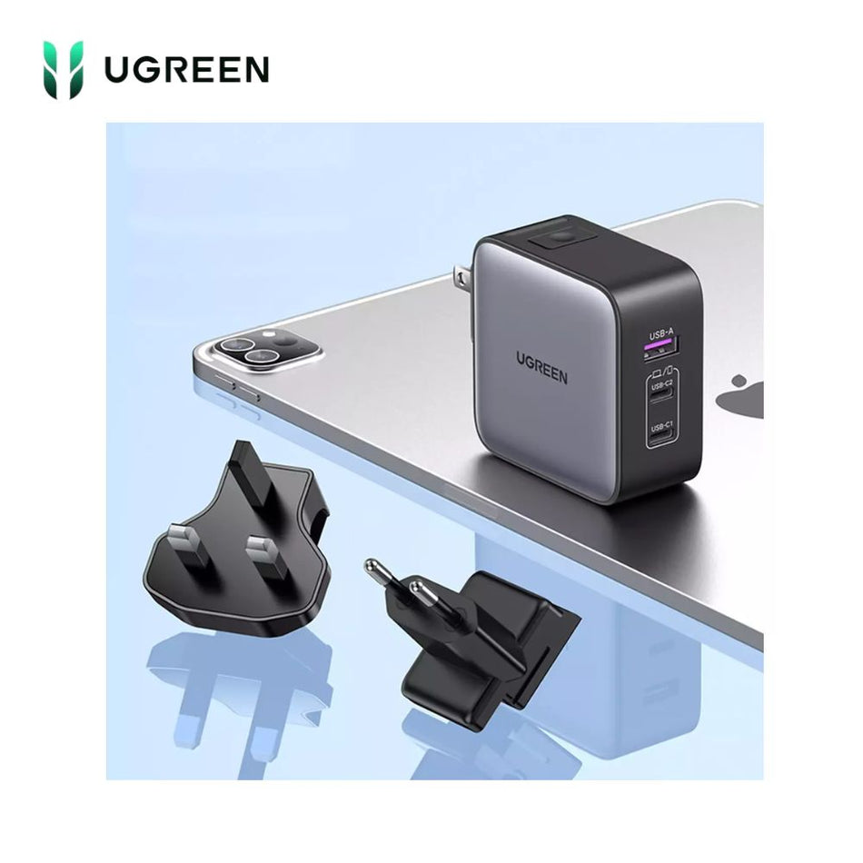 UGREEN CD296 90409 Cargador de viaje Nexode 3 puertos USB C 65w de uso internacional para MacBook Pro Air Dell XPS