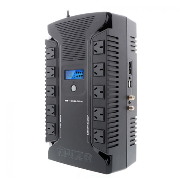 UPS FORZA HT-1002LCD interactiva 1000VA/600W, 10 IRAM, coax, USB, sobremesa-220V
