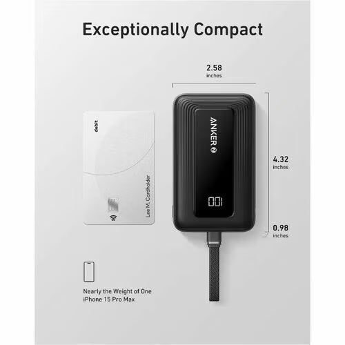 Anker Power Bank Zolo 10000mAh USB-C 30W Cable Black - A1688H11