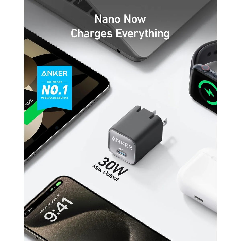 Cargador Anker Nano Charger 30W USB-C Carga Rápida Negro A2147J11