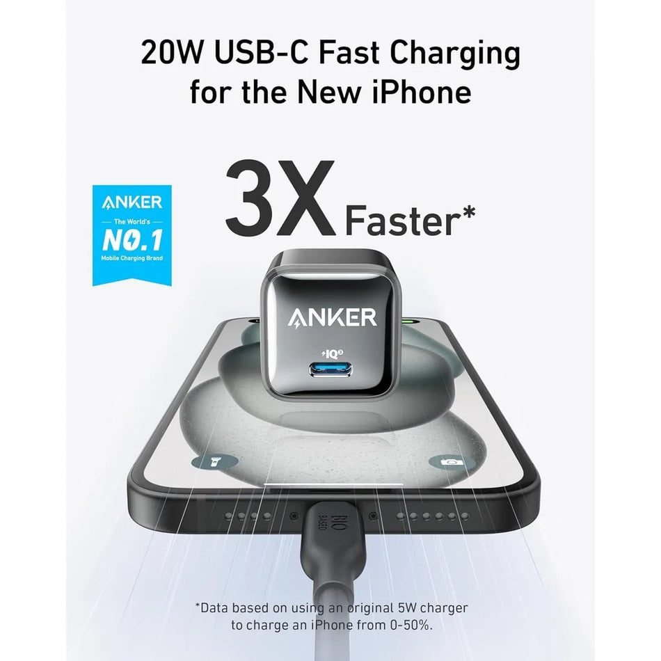 Cargador Anker Nano Charger 20W USB-C Carga Rápida Black - A2637J16