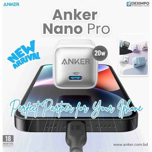 Cargador Anker Nano Charger 20W USB-C Carga Rápida Blanco - A2637J26