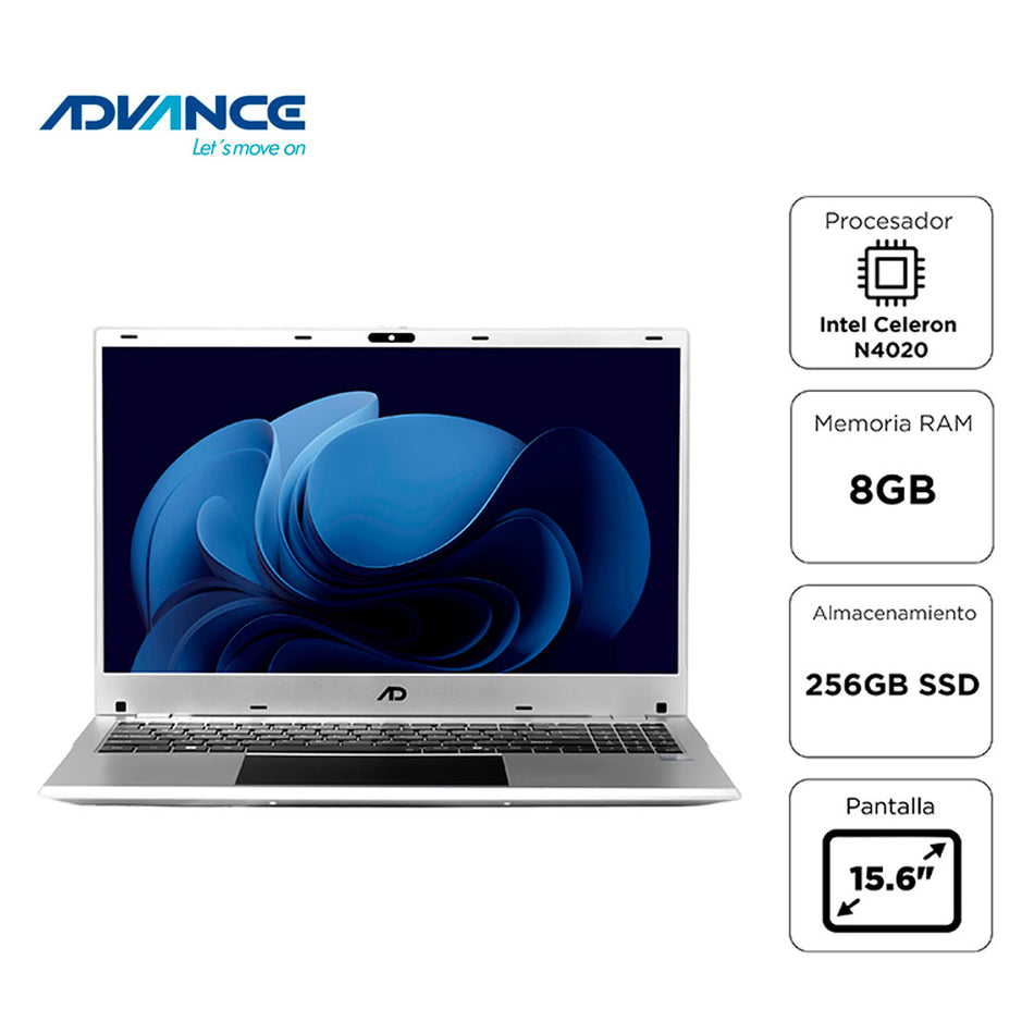 Advance NV9855M Notebook 15.6" Celeron N4020 1.10 GHz 8GB RAM 256GB SSD Gris claro