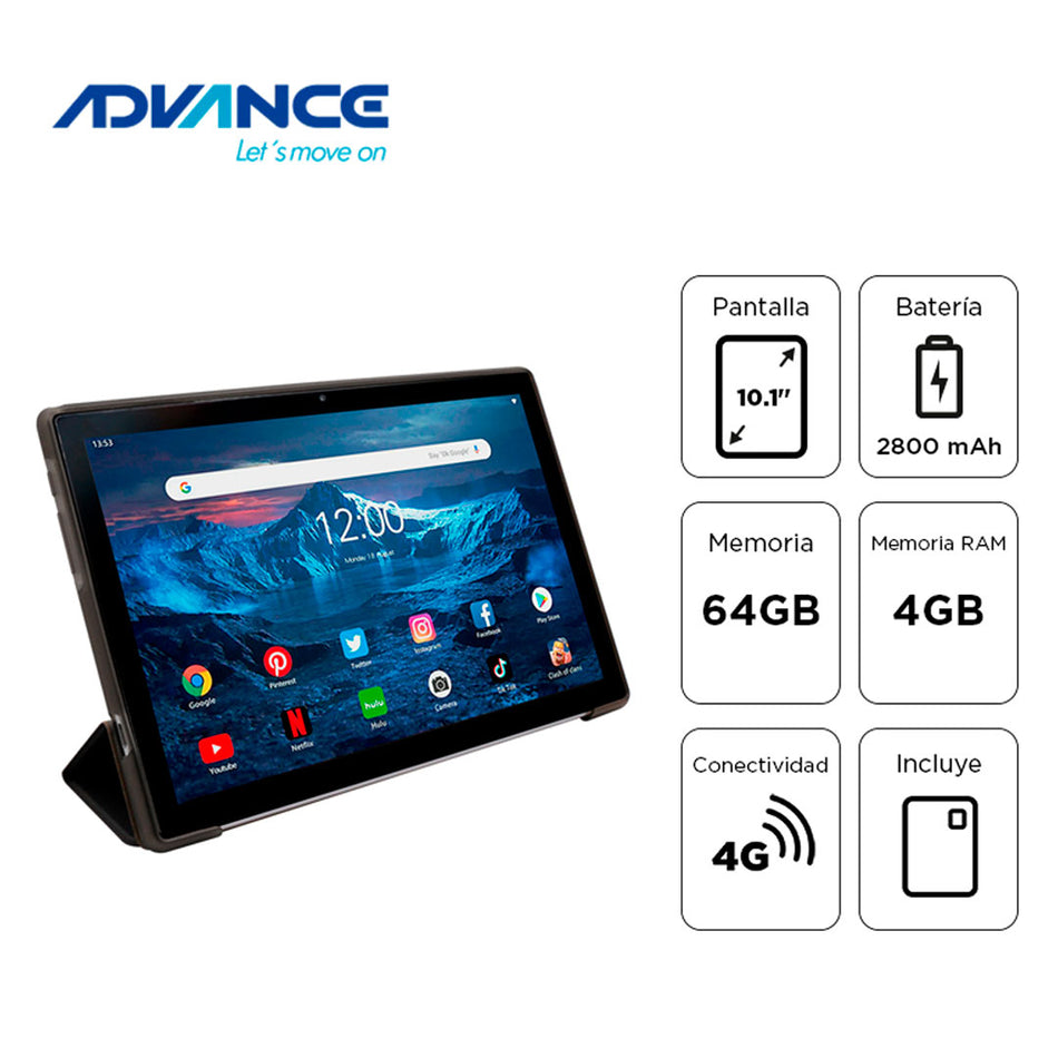 Tablet Advance SmartPad SP5706, 10.1" WXGA IPS, T310 2.00GHz, 4GB RAM, 64GB, Android 13