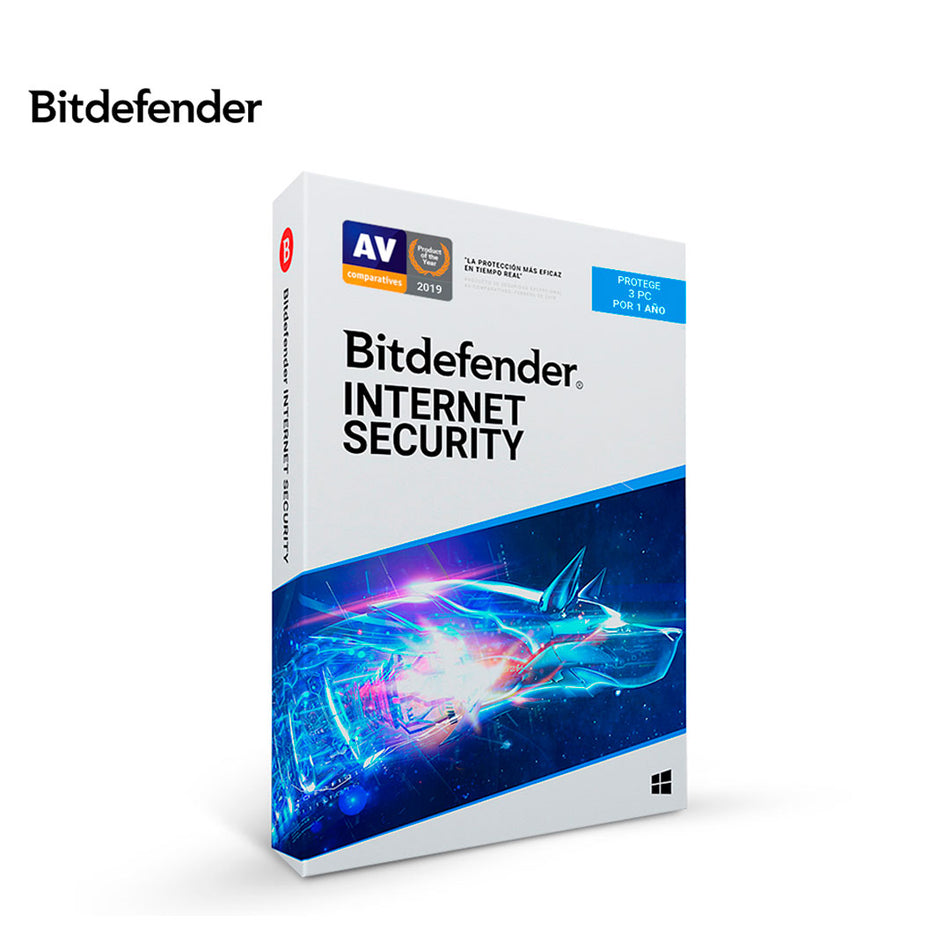 Software Bitdefender Internet Security, Licencia para 3 PCs, 12 Meses + 3 Gratis.