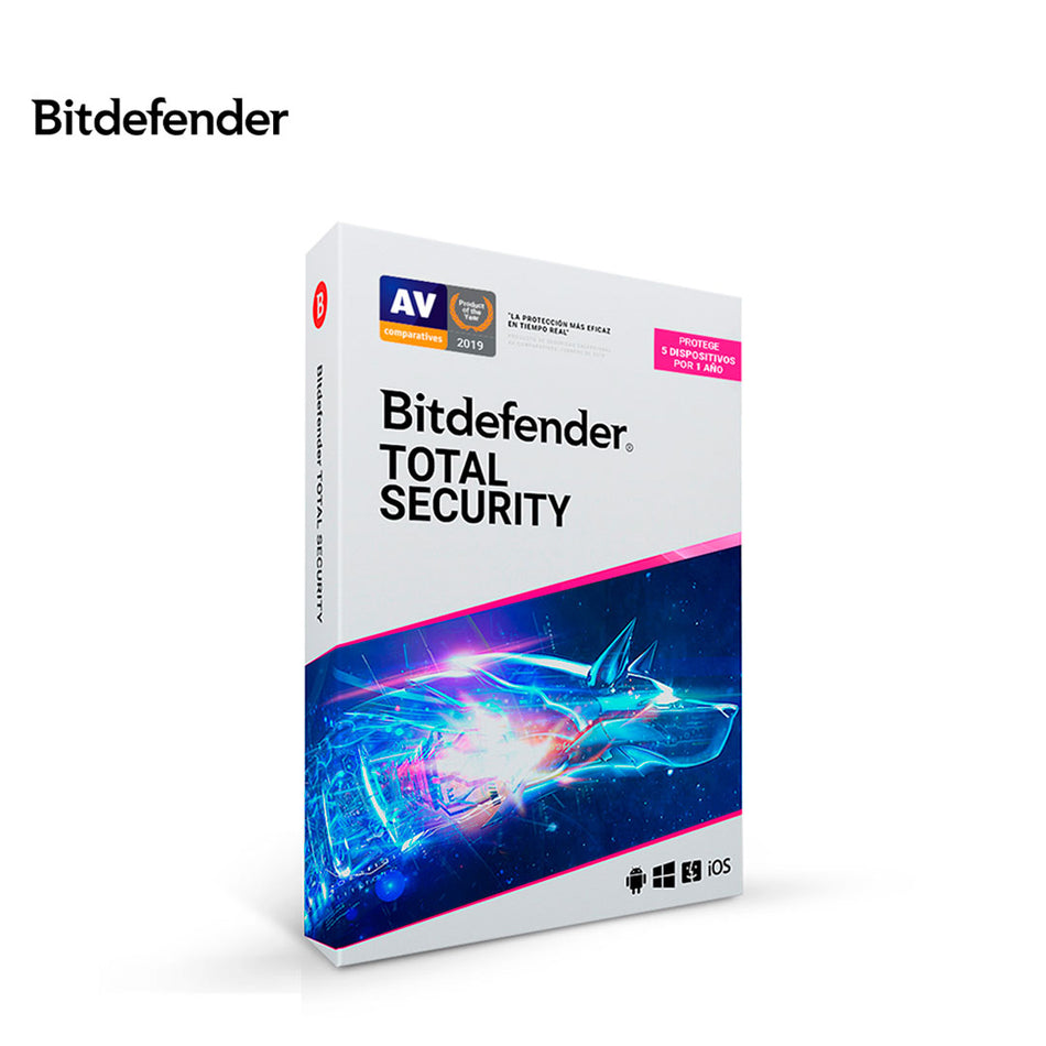 Software Bitdefender Total Security, Licencia para 5 PCs, 12 Meses