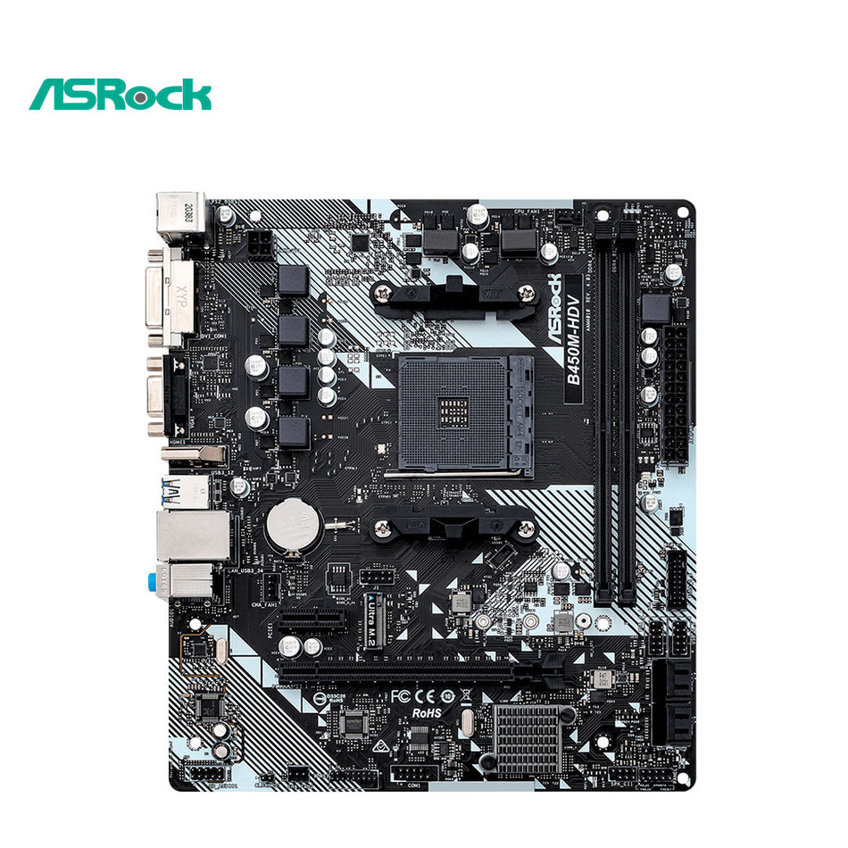 Placa base ASROCK B450M-HDV R4.0, chipset AMD B450, zócalo AMD AM4, mATX