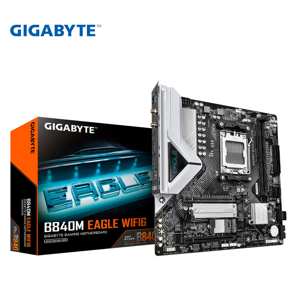 Placa base GIGABYTE B840M EAGLE WIFI6, Chipset AMD B840, Zócalo AMD AM5, ATX