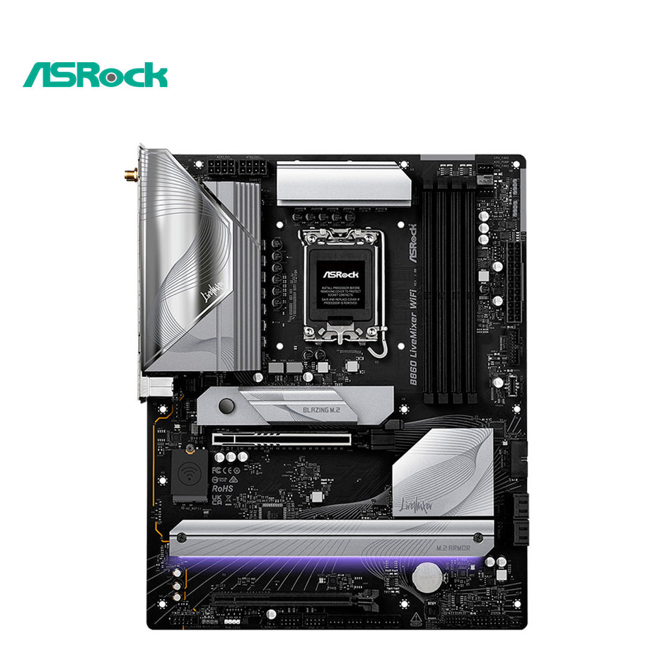 Placa base ASROCK B860 LiveMixer WiFi, chipset Intel B860, LGA 1851, HDMI, ATX