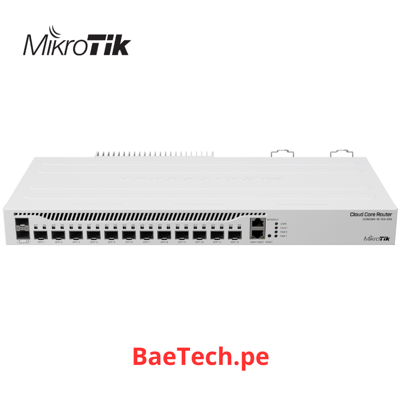 MIKROTIK CCR2004-1G-12S+2XS - CLOUD CORE ROUTER 12 PUERTOS 10G SFP+, 2 25G SFP28, FUENTE REDUNDANTE