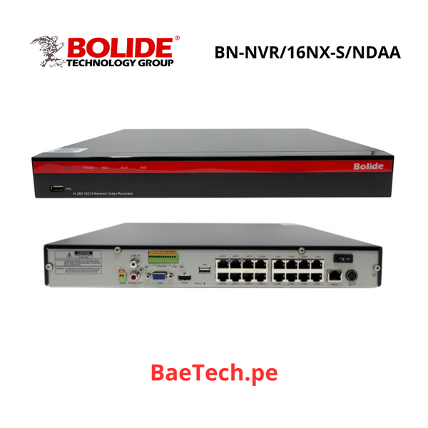 NVR Bolide BN-NVR-16NX-S-NDAA, 16 canales con 16 Port POE