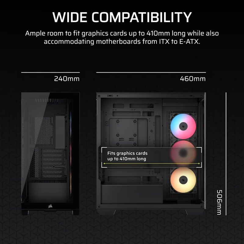Case Corsair 3500X RS-R CC-9011322-WW, Vidrio templado, ATX, Mid Tower, Negro