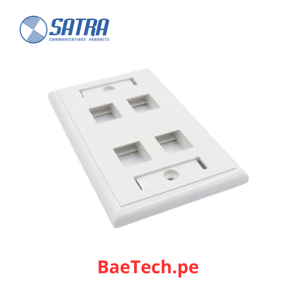 Placa frontal de pared identikit 4 puntos SATRA 111030401 faceplate color blanco
