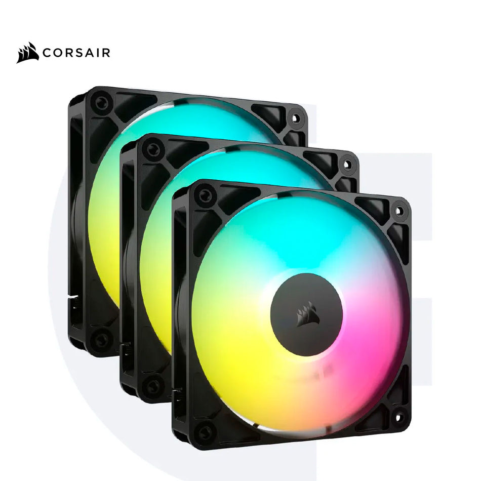 Kit COOLER PARA CASE CORSAIR RS120 (CO-9050181-WW) TRIPLE X3 120MM / 2100RPM / ARGB / BLACK