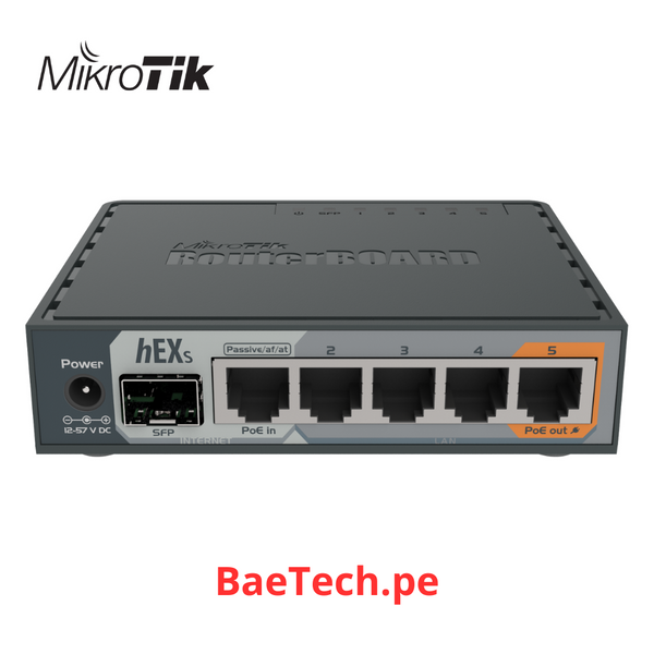 RB760IGS - HEX S WITH DUAL CORE 880MHZ MHZ CPU, 256MB RAM, 5 GIGABIT LAN PORTS, SFP, USB, POE-OUT ON