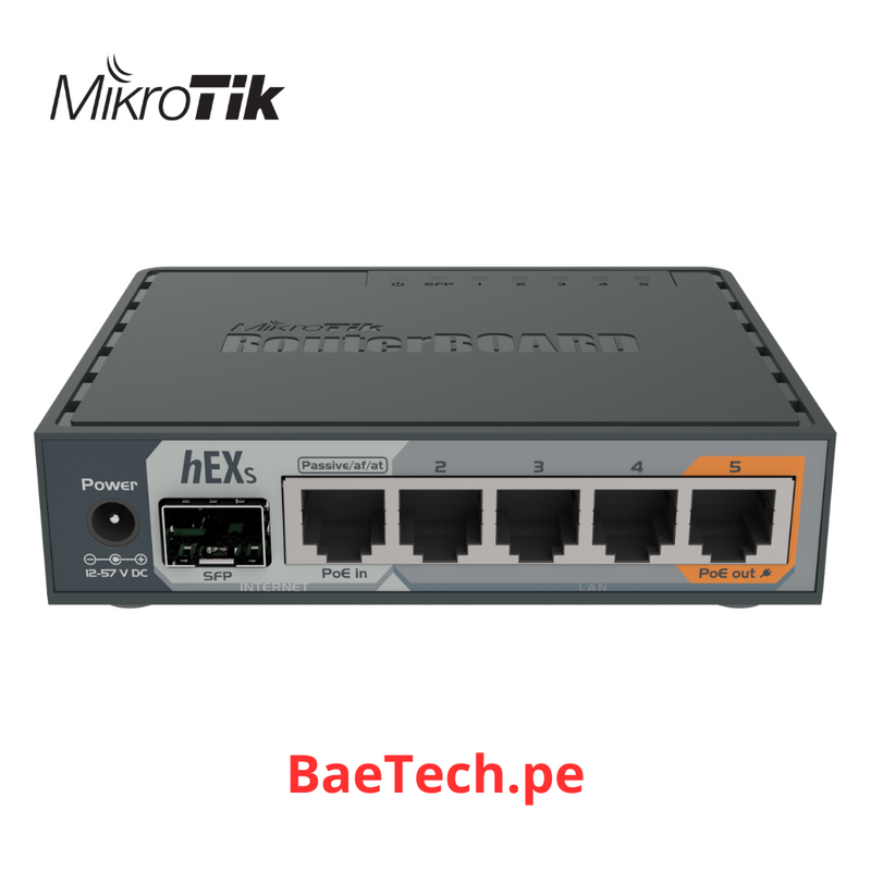 RB760IGS - HEX S WITH DUAL CORE 880MHZ MHZ CPU, 256MB RAM, 5 GIGABIT LAN PORTS, SFP, USB, POE-OUT ON