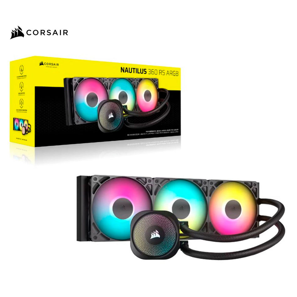 Sistema de Refrigeración Líquida Corsair NAUTILUS 360 RS ARGB, 3 FANS RGB