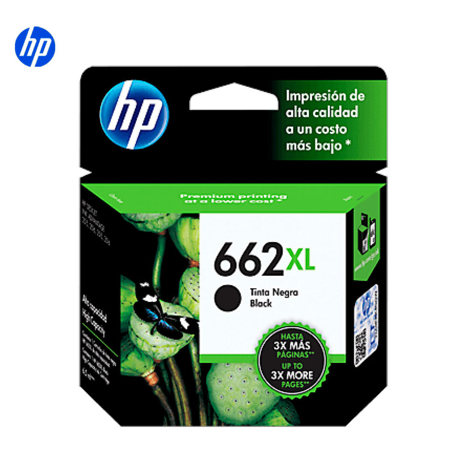 Cartucho de tinta HP 662XL (CZ105AL), Color negro, compatible con HP